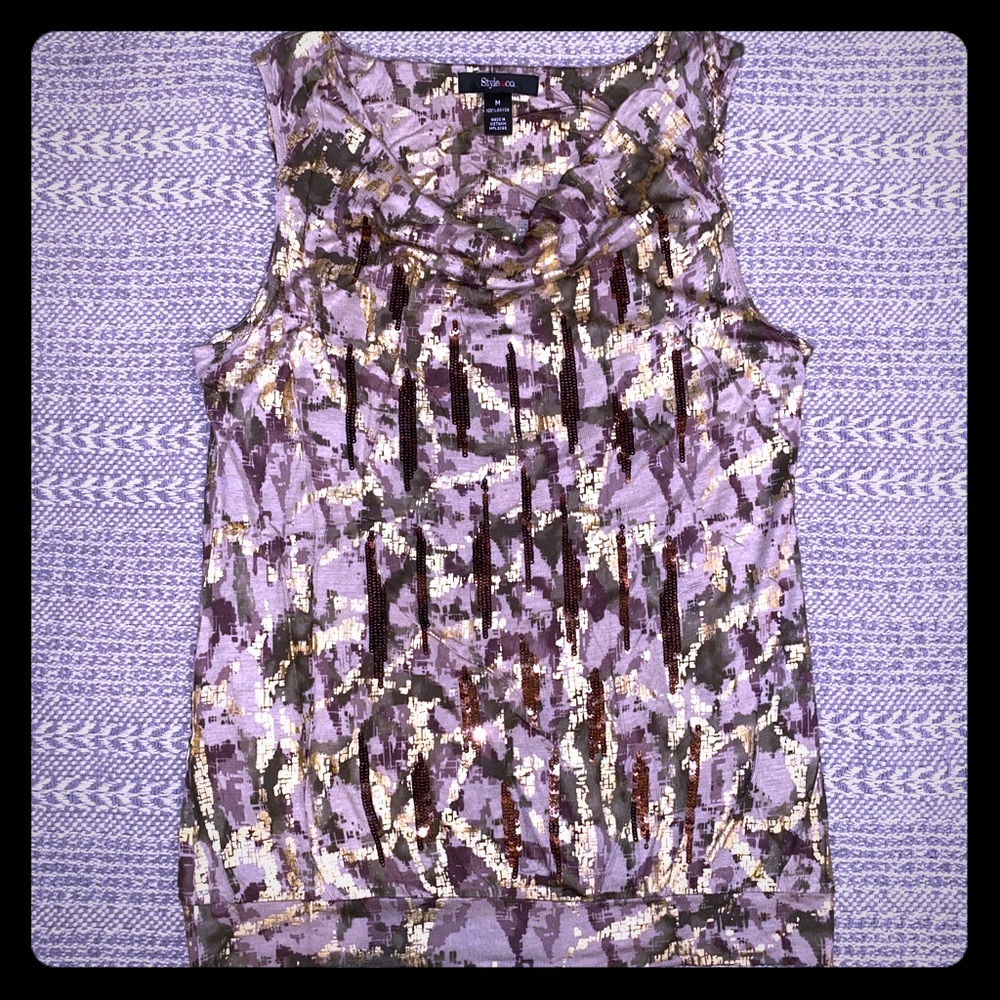 Style & Co Sleeveless Cowlneck Blouse